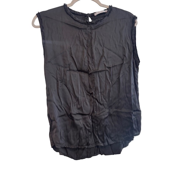 Souvenir Clubbing Tops - Souvenir Clubbing Black Sleeveless‎ Top Frayed Trim Detail Size S E1